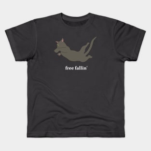 Free Falling Grey Cat Kids T-Shirt